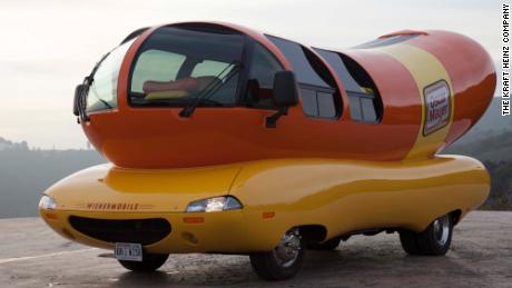 The iconic Wienermobile is seen in all its glory.